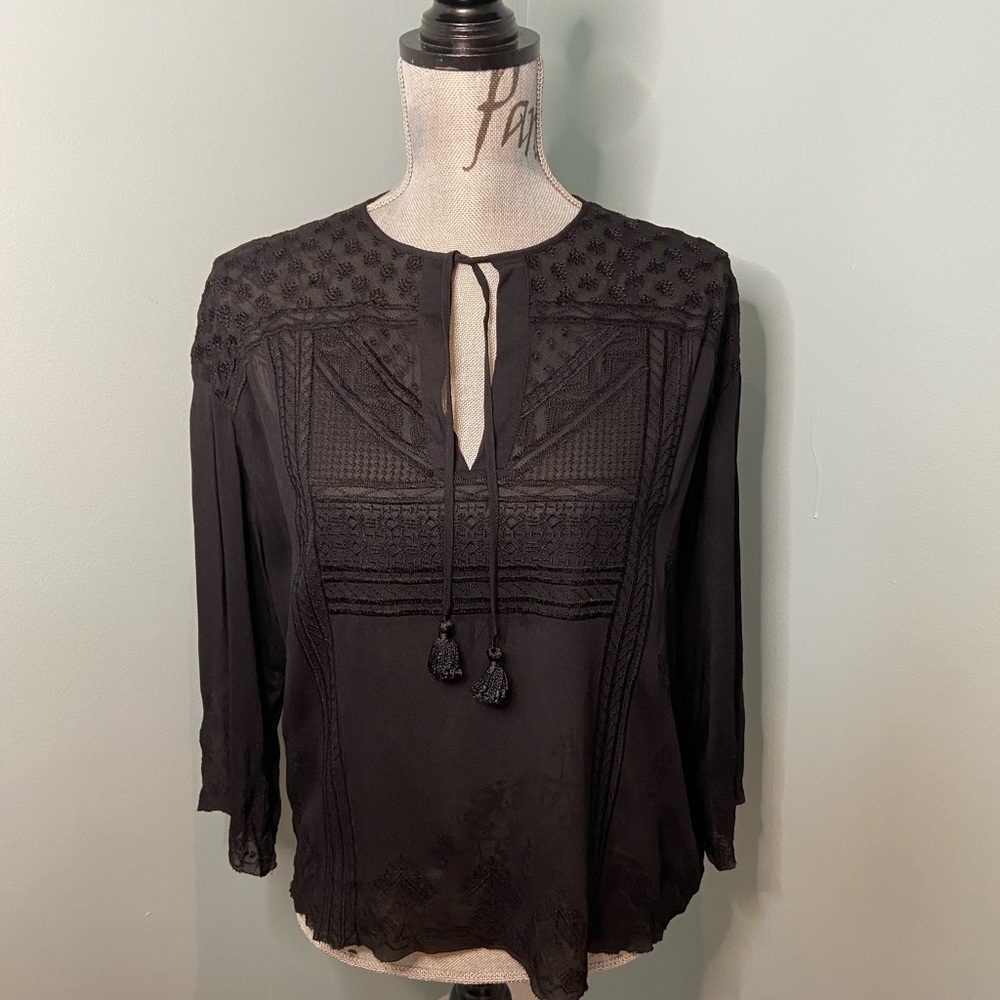 Wilfred Black Embroidered Blouse, XS